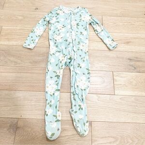 Angel Dear Mint Floral Footed One-Piece